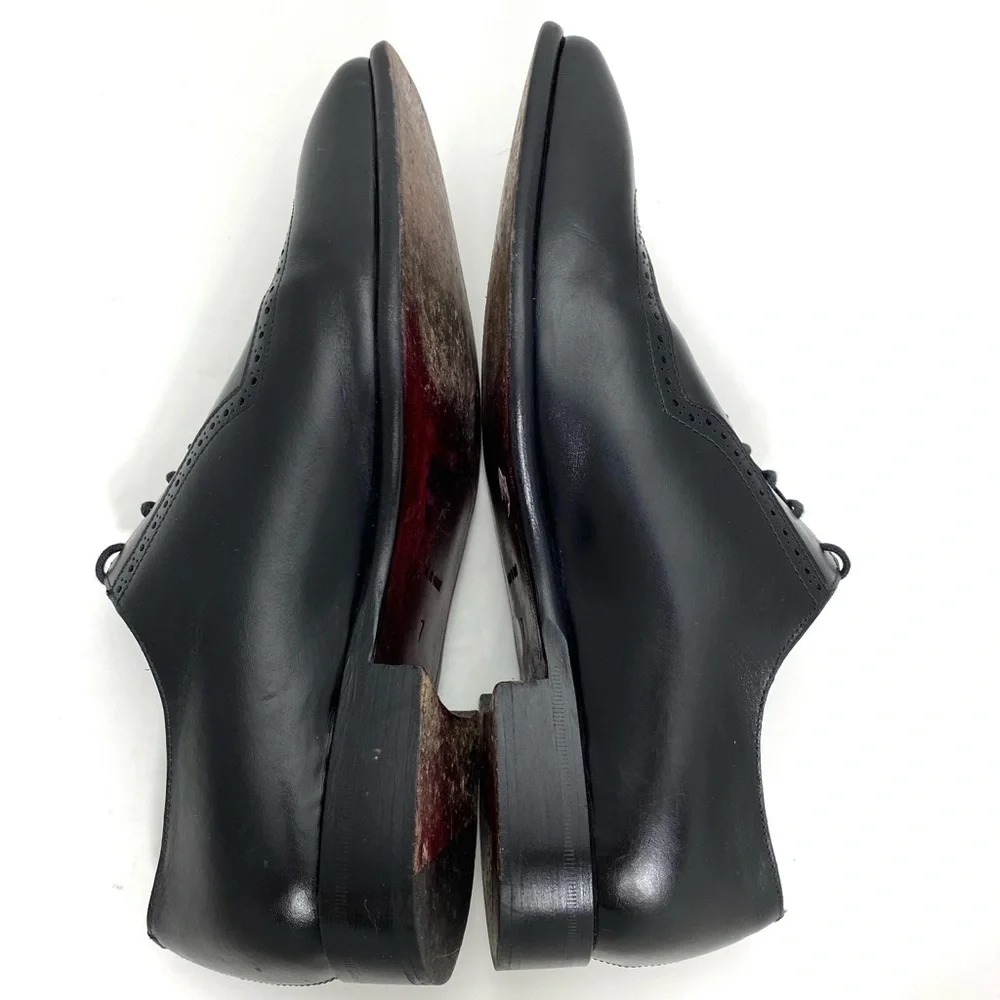 PAUL Stuart Wingtip Oxford leather Dress Shoes Black